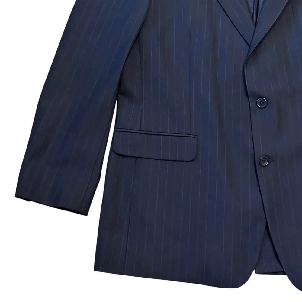 Brooks Brothers 346 Navy Pinstripe Wool Stretch Two Button Blazer Mens 45L